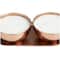12oz. 2-Wick White Wax Tropical Breeze Scented Candle with Copper Container Bowls and Thin Oval Holding Tray Set